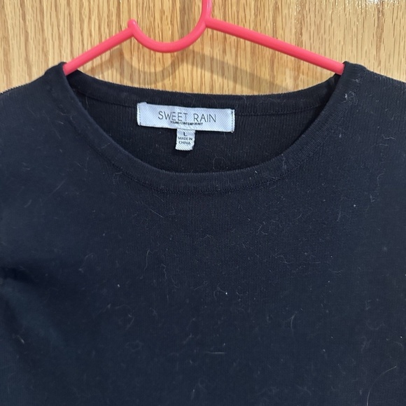 Sweet Rain Black Mini Dress Sheer Long Sleeve Small Polka Dot - Picture 2 of 3